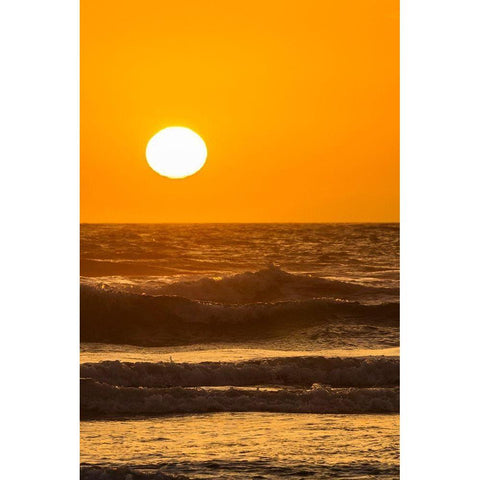 Oregon-Bandon Beach Sunset on ocean surf  Black Modern Wood Framed Art Print by Jaynes Gallery