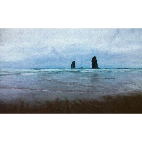 Oregon-Cannon Beach Abstract of The Needles sea stacks and ocean Black Modern Wood Framed Art Print by Jaynes Gallery