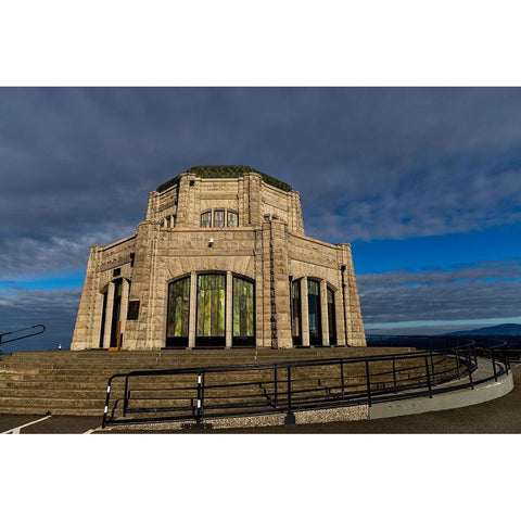 Vista House at Crown Point in Multnomah County-Oregon-USA Black Modern Wood Framed Art Print with Double Matting by Haney, Chuck