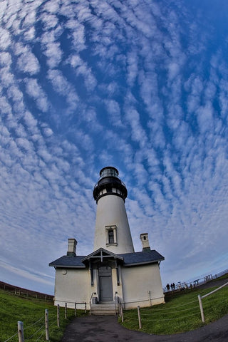 USA- Oregon- Newport. Yaquina Head Lighthouse Black Ornate Wood Framed Art Print with Double Matting by Gulin, Darrell