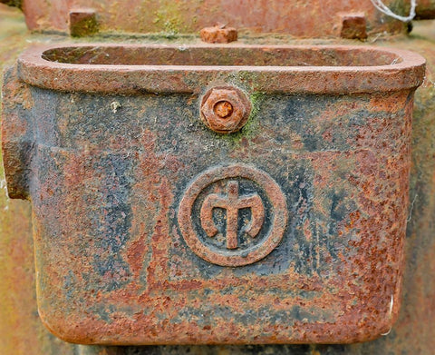 USA- Oregon- Tillamook. Close-up of old and rusted truck part Black Ornate Wood Framed Art Print with Double Matting by Gulin, Darrell