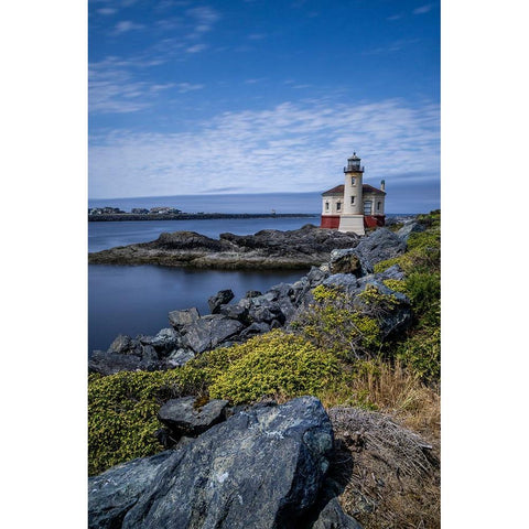 Usa-Oregon-Bandon Coquille River Lighthouse White Modern Wood Framed Art Print by Looney, Hollice