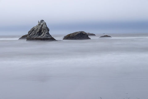 Usa-Oregon-Bandon Bandon Beach White Modern Wood Framed Art Print with Double Matting by Looney, Hollice