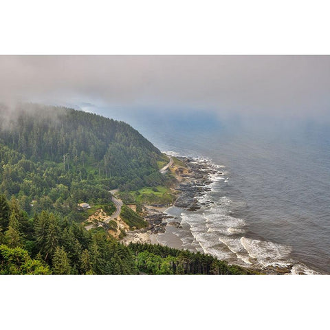 Usa-Oregon-Yachats Cape Perpetua White Modern Wood Framed Art Print by Looney, Hollice