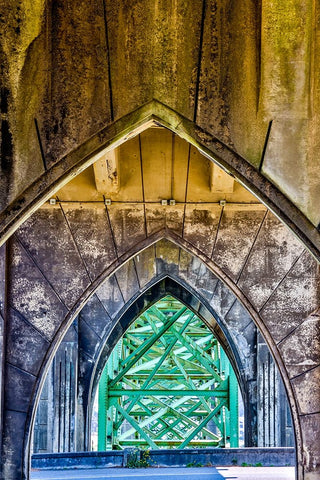 Usa-Oregon-Newport Yaquina Bay Bridge White Modern Wood Framed Art Print with Double Matting by Looney, Hollice