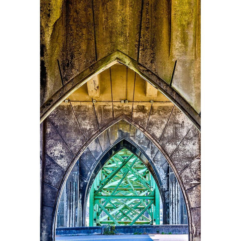 Usa-Oregon-Newport Yaquina Bay Bridge Black Modern Wood Framed Art Print with Double Matting by Looney, Hollice