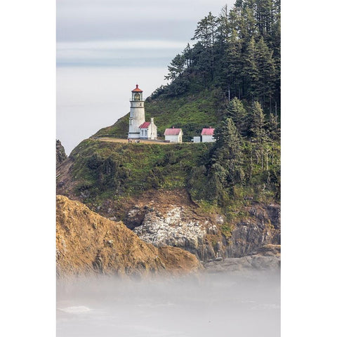 Usa-Oregon-Florence Heceta Head Lighthouse Black Modern Wood Framed Art Print by Looney, Hollice