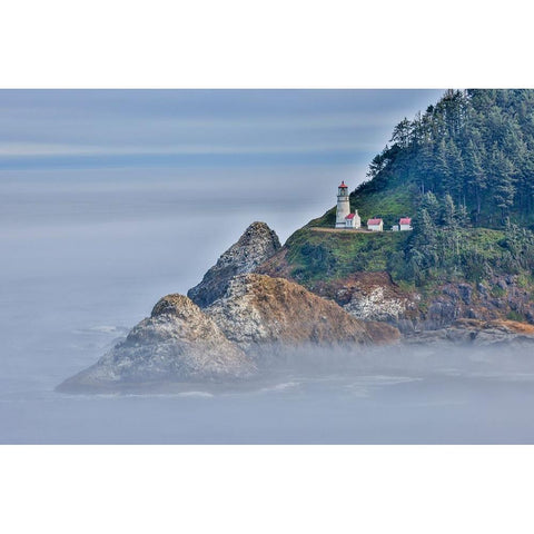 Usa-Oregon-Florence Heceta Head Lighthouse Black Modern Wood Framed Art Print by Looney, Hollice