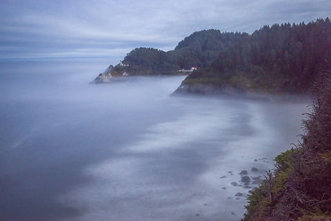 Usa-Oregon-Florence Heceta Head Lighthouse Black Ornate Wood Framed Art Print with Double Matting by Looney, Hollice