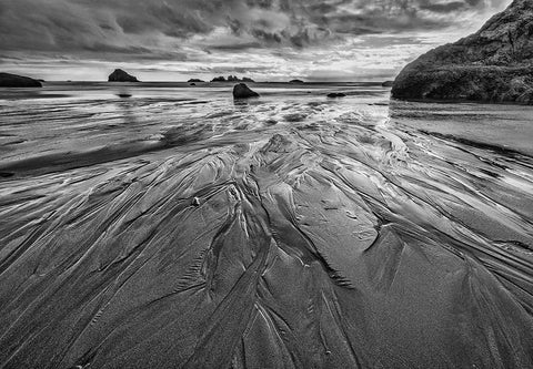 Bandon Beach-Oregon White Modern Wood Framed Art Print with Double Matting by Ford, John