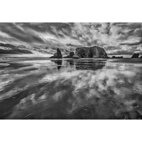 Bandon Beach-Oregon Black Modern Wood Framed Art Print by Ford, John