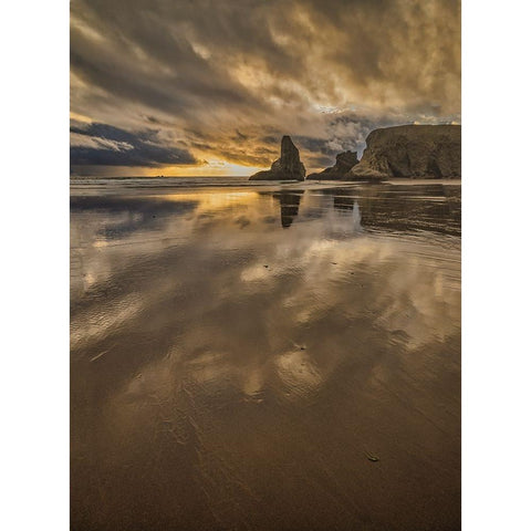 Bandon Beach-Oregon Black Modern Wood Framed Art Print by Ford, John