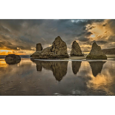 Bandon Beach-Oregon Black Modern Wood Framed Art Print by Ford, John