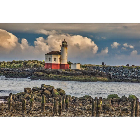 Coquille River Lighthouse-Bandon-Oregon Black Modern Wood Framed Art Print by Ford, John