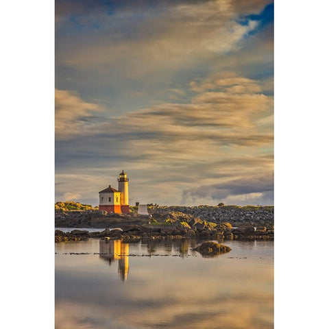 Coquille River Lighthouse-Bandon-Oregon White Modern Wood Framed Art Print by Ford, John