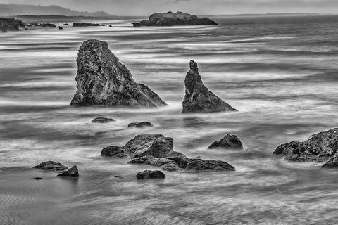 Bandon Beach-Oregon White Modern Wood Framed Art Print with Double Matting by Ford, John