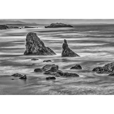 Bandon Beach-Oregon Black Modern Wood Framed Art Print with Double Matting by Ford, John