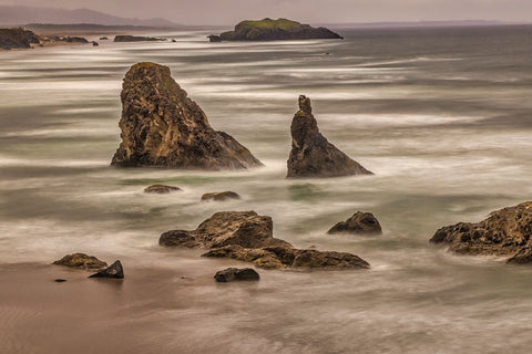 Bandon Beach-Oregon Black Ornate Wood Framed Art Print with Double Matting by Ford, John