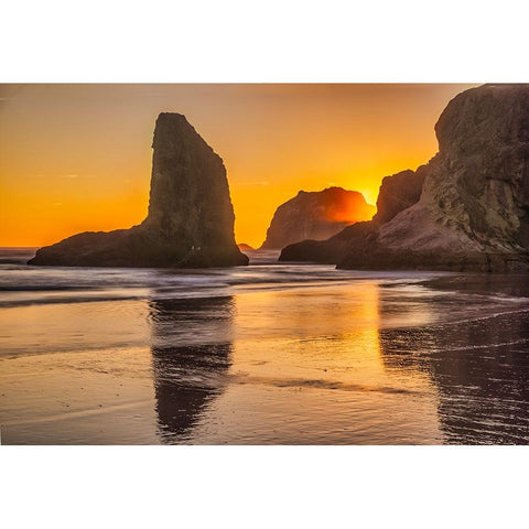 Bandon Beach-Oregon Black Modern Wood Framed Art Print by Ford, John