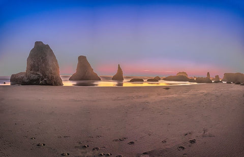 Bandon Beach-Oregon White Modern Wood Framed Art Print with Double Matting by Ford, John