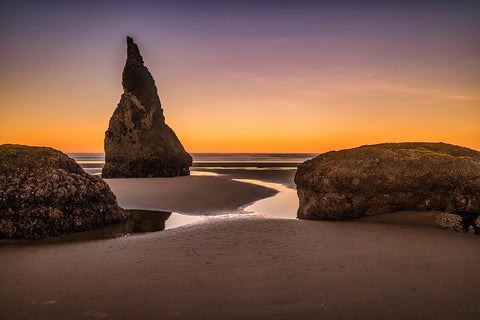 Bandon Beach-Oregon Black Ornate Wood Framed Art Print with Double Matting by Ford, John