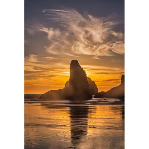 Bandon Beach-Oregon Black Modern Wood Framed Art Print by Ford, John