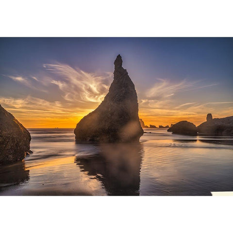 Bandon Beach-Oregon Gold Ornate Wood Framed Art Print with Double Matting by Ford, John