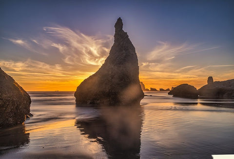 Bandon Beach-Oregon Black Ornate Wood Framed Art Print with Double Matting by Ford, John