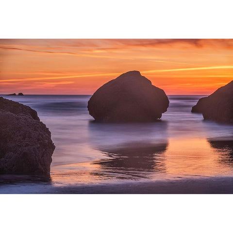 Bandon Beach-Oregon White Modern Wood Framed Art Print by Ford, John