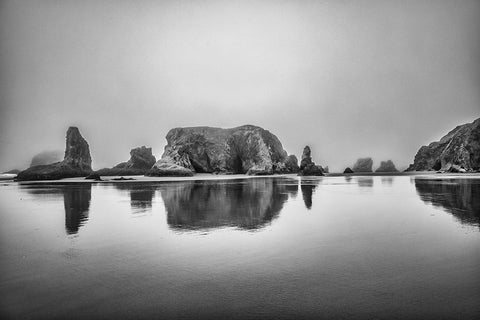 Bandon Beach-Oregon Black Ornate Wood Framed Art Print with Double Matting by Ford, John