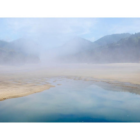 Oregon-Hug Point Foggy beach White Modern Wood Framed Art Print by Wild, Jamie and Judy