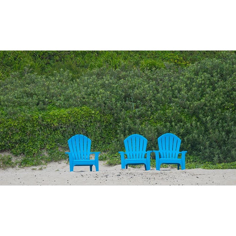 Oregon-chairs on Cannon Beach White Modern Wood Framed Art Print by Wild, Jamie and Judy