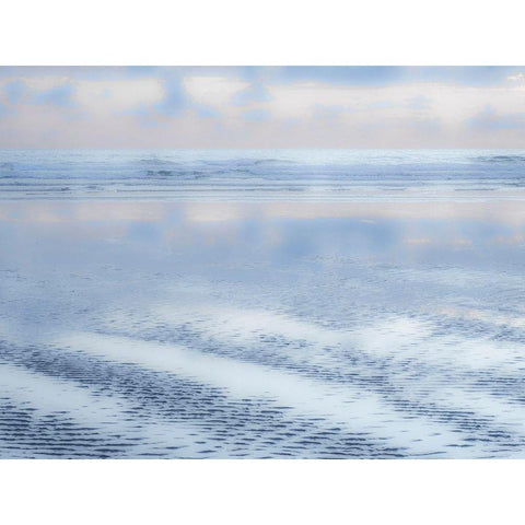 Oregon-Cannon Beach and a dreamy view of the beach at low tide Black Modern Wood Framed Art Print by Gulin, Sylvia