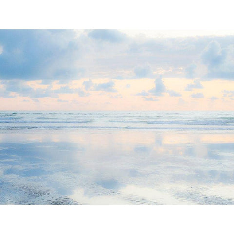 Oregon-Cannon Beach and a dreamy view of the beach at low tide Black Modern Wood Framed Art Print by Gulin, Sylvia