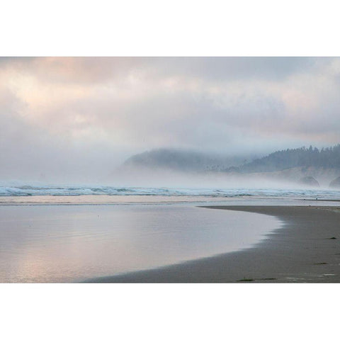 Oregon-Cannon Beach looking to the north along the Pacific Coast line White Modern Wood Framed Art Print by Gulin, Sylvia