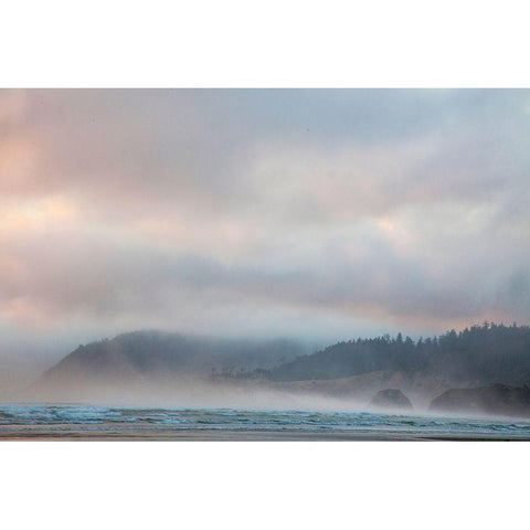 Oregon-Cannon Beach looking to the north along the Pacific Coast line Black Modern Wood Framed Art Print by Gulin, Sylvia