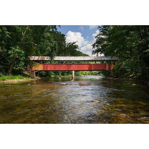 Lower Humbert Covered Bridge Spanning Laurel Hill Creek Laurel Highlands-Pennsylvania Black Modern Wood Framed Art Print by Majchrowicz, Alan