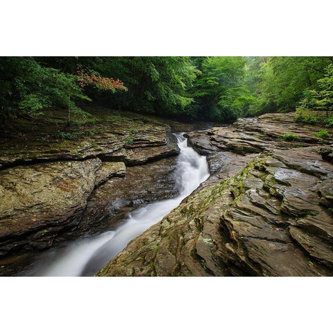Natural Waterslides on Meadow Run Ohiopyle State Park-Pennsylvania Black Modern Wood Framed Art Print by Majchrowicz, Alan