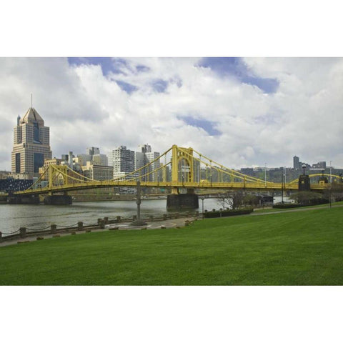 PA, Pittsburgh Bridge over the Allegheny River White Modern Wood Framed Art Print by Flaherty, Dennis