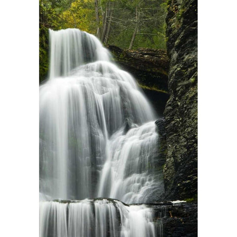 PA, Delaware Water Gap, Dingmans Falls White Modern Wood Framed Art Print by OBrien, Jay