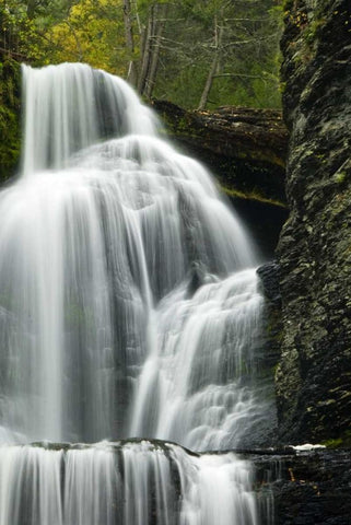 PA, Delaware Water Gap, Dingmans Falls White Modern Wood Framed Art Print with Double Matting by OBrien, Jay