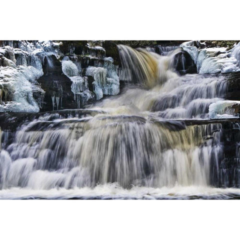 PA, Waterfall flows past rocks in Childs Park Black Modern Wood Framed Art Print with Double Matting by OBrien, Jay