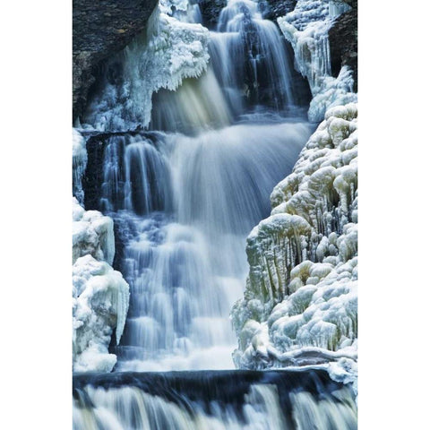 PA, Delaware Water Gap NRA Raymondsills Falls Gold Ornate Wood Framed Art Print with Double Matting by OBrien, Jay