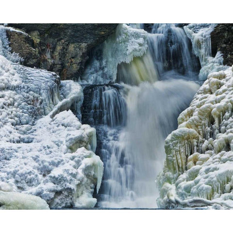 PA, Delaware Water Gap NRA Raymondsills Falls Black Modern Wood Framed Art Print by OBrien, Jay