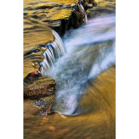 PA, Dingmans Ferry Autumn waterfall over rocks White Modern Wood Framed Art Print by OBrien, Jay