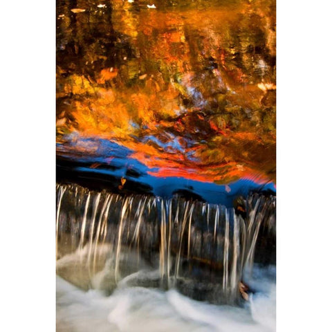 PA, Dingmans Ferry Autumn waterfall over rocks Black Modern Wood Framed Art Print by OBrien, Jay