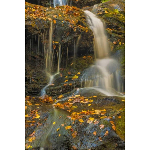 PA, Delaware Water gap NRA Waterfall over rocks Black Modern Wood Framed Art Print with Double Matting by OBrien, Jay