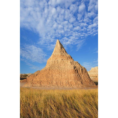 Badlands formations and mixed grass prairie grasses Badlands National Park-South Dakota Black Modern Wood Framed Art Print by Majchrowicz, Alan