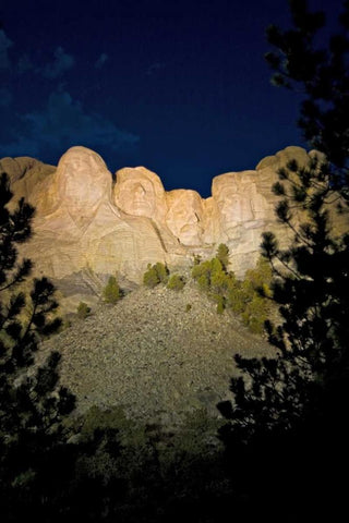 SD, The Mount Rushmore at night Black Ornate Wood Framed Art Print with Double Matting by Lord, Fred