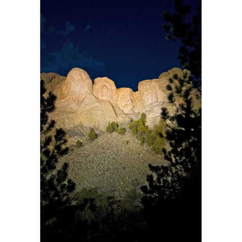 SD, The Mount Rushmore at night Black Modern Wood Framed Art Print by Lord, Fred